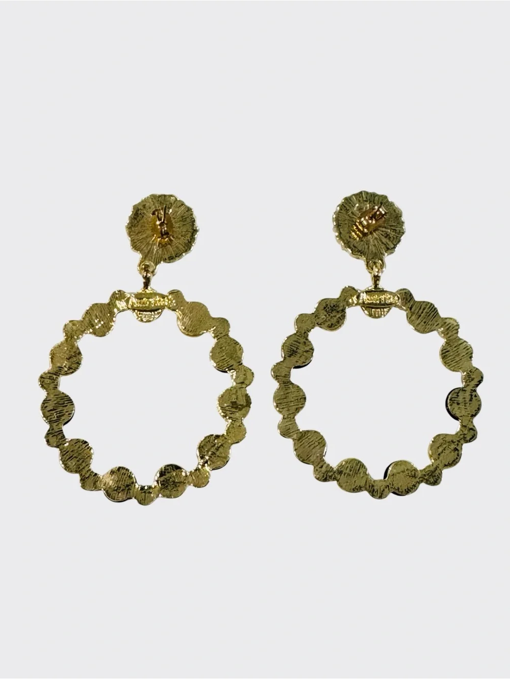 Amrita Singh Gold Tone Beaded Hoop Statement Earrings Black Yellow Rhinestone